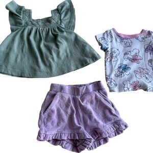 Toddler Girl 2T Disney Minnie Mouse Outfit‎ Bundle Purple Summer Clothes Lot